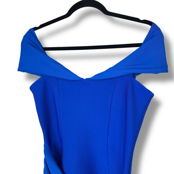 Elliatt NWT Rochelle Royal Blue Off-Shoulder Sash Draped Mini Gown Dress Small - Picture 6 of 11